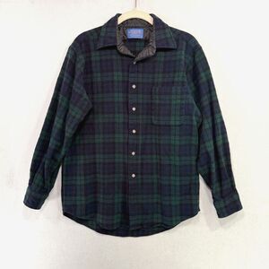 Vintage Pendleton Lodge Shirt Men M Blue Green Black Watch Tartan Plaid Wool 60s